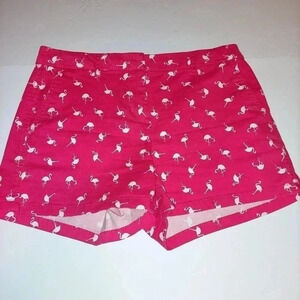ELLE Pink with Flamingo Pattern Chino Shorts Women's Size 2